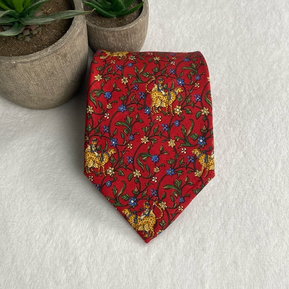 Salvatore Ferragamo Other - Salvatore Ferragamo Silk Floral/Animal Pattern Neck Tie (Red/Multicolor)